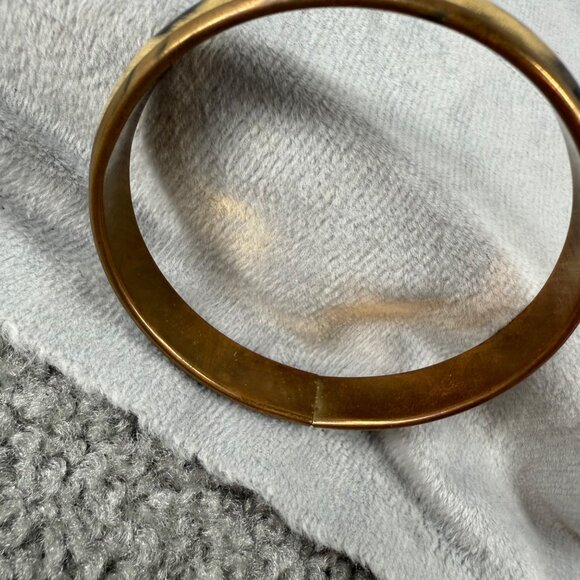 Vintage Gold-Tone Animal Print Bangle Bracelet Leopard Pattern Women - Picture 14 of 15